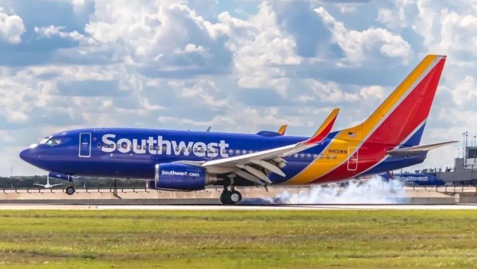 美國西南航空（Southwest Airlines）一架航班在起飛時，被乘客發現引擎遮罩脫落。（示意圖、非當事飛機，翻攝自社群網站X@SouthwestAir）