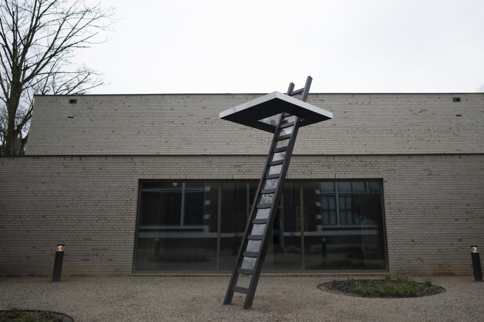 "Token of Gratitude From Refuge to Freedom", an artwork by Gabriel Lester, reaches skywards at new National Holocaust Museum in Amsterdam, Netherlands, Tuesday, March 5, 2024. The artwork is an expression of gratitude from Jews now living in The Netherlands and is a tribute to resistance fighters and those who helped by offering a hiding place to Jewish children. (AP Photo/Peter Dejong)