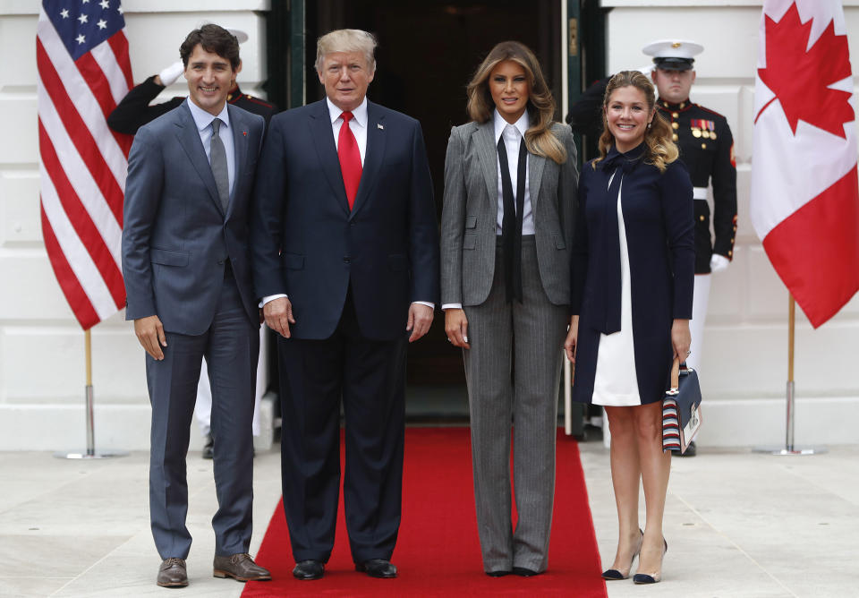 Melania Trump, President Trump, and Canadian Prime Minister Justin Trudeau and his wife, Sophie Grégoire Trudeau [Photo: AP]