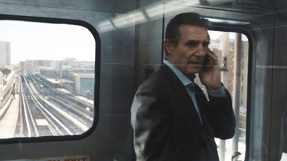 Liam Neeson in train carriage action thriller The Commuter. (Lionsgate/Alamy)