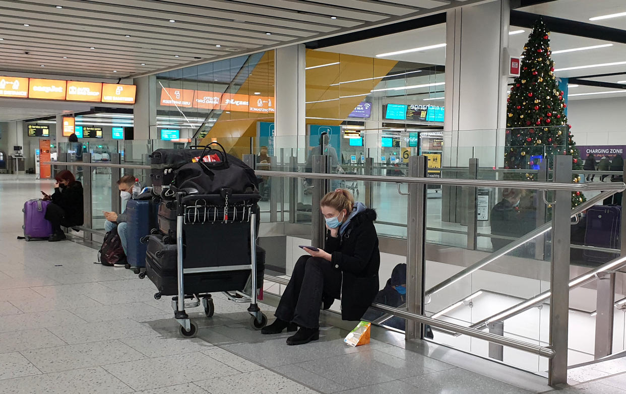 Passengers at Gatwick Airport in West Sussex. (Photo by Gareth Fuller/PA Images via Getty Images)