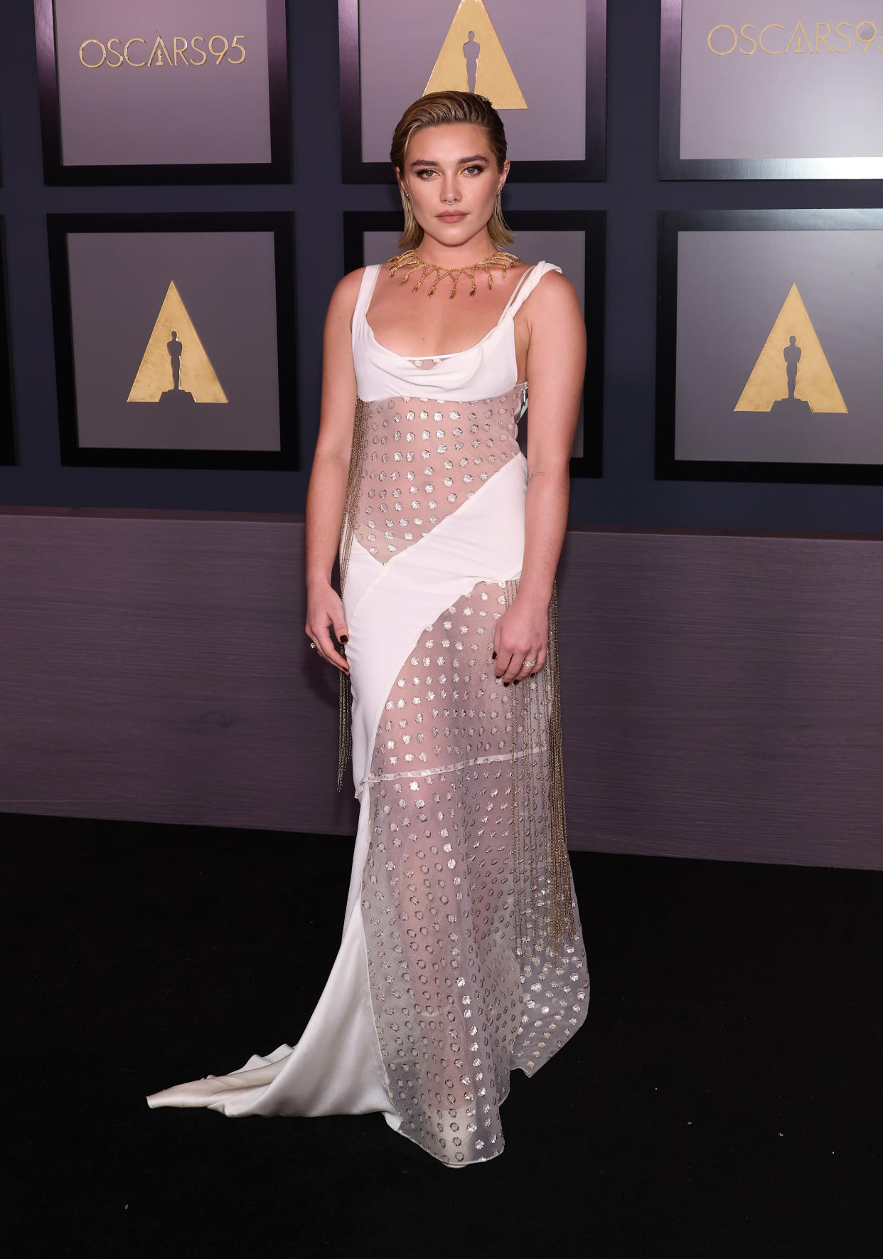 Florence Pugh on the red carpet at the Academy of Motion Picture Arts and Sciences 13th Governors Awards. (Getty Images)