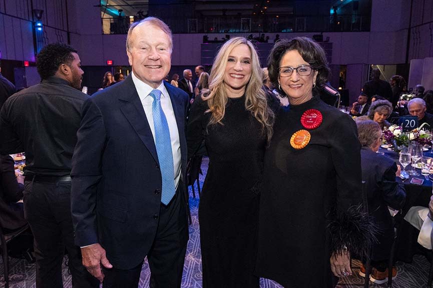 (From l.): John Chambers, former executive chairman and CEO, Cisco Systems; Hall of Fame honoree Yvette Kanouff, partner, JC2 Ventures, and Patty Jo Boyers, president, CEO and co-founder of Boycom Vision and chair of ACA Connects.