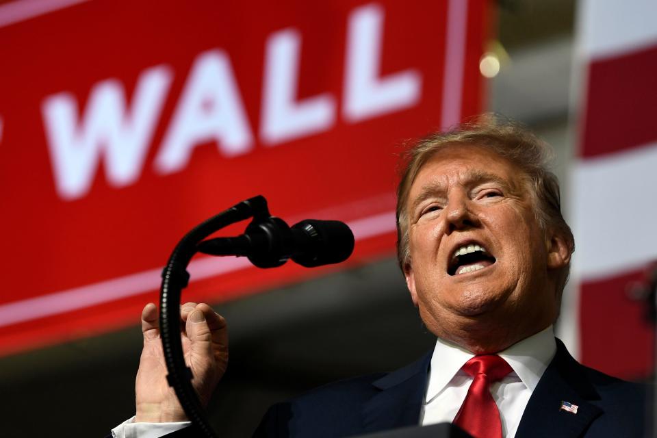 President Trump speaks during a rally in El Paso, Texas.