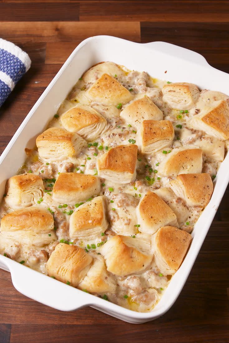 <p>The perfect biscuit to gravy ratio.</p><p>Get the recipe from <a href="https://www.delish.com/cooking/recipe-ideas/recipes/a58137/biscuits-and-gravy-bake-recipe/" rel="nofollow noopener" target="_blank" data-ylk="slk:Delish;elm:context_link;itc:0;sec:content-canvas" class="link ">Delish</a>. </p>