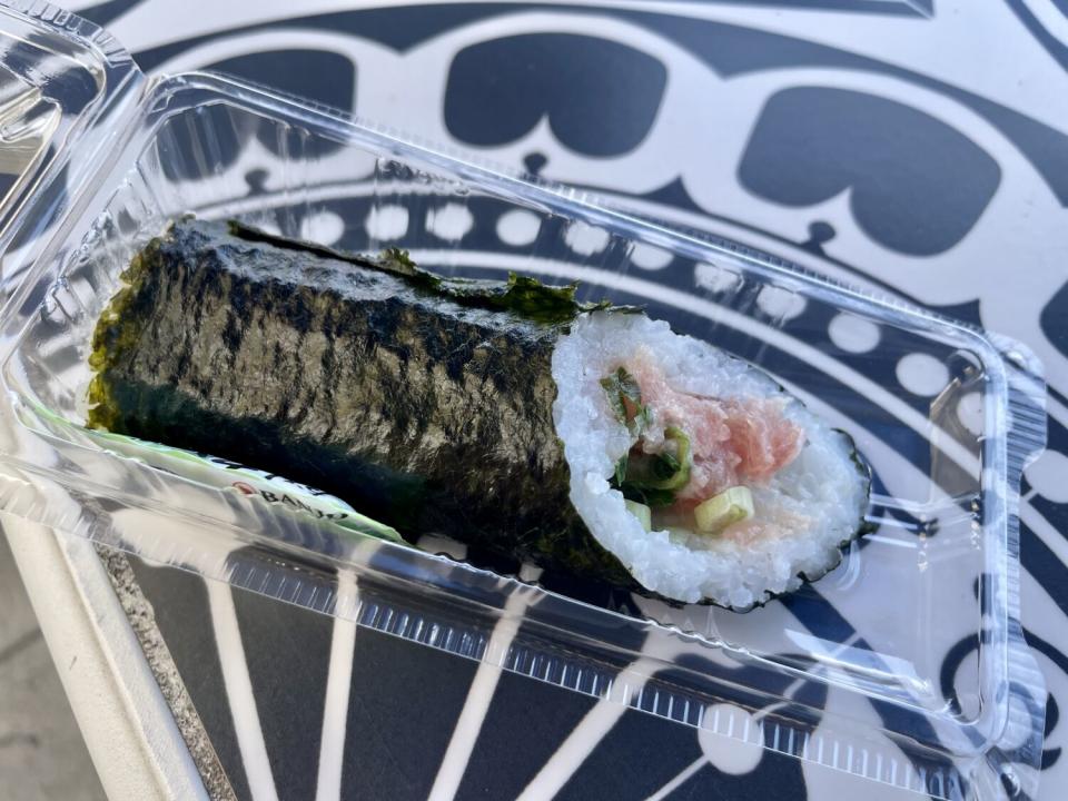 hand roll in a plastic container