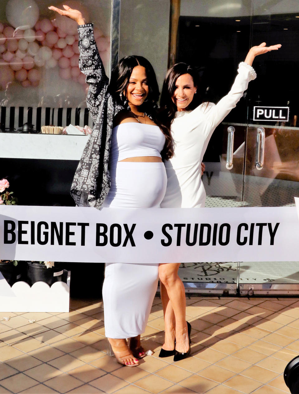 <p>Pregnant Christina Milian was spotted at her Beignet Box grand opening in Studio City, California.</p>