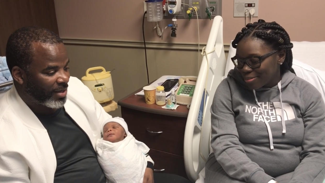 Michael Roberts came rushing to his wife’s side when she went into labor alone at home, but by the time he got there, Delia Sumner had already delivered baby Malachi. (Photo: Courtesy of NorthJersey.com)