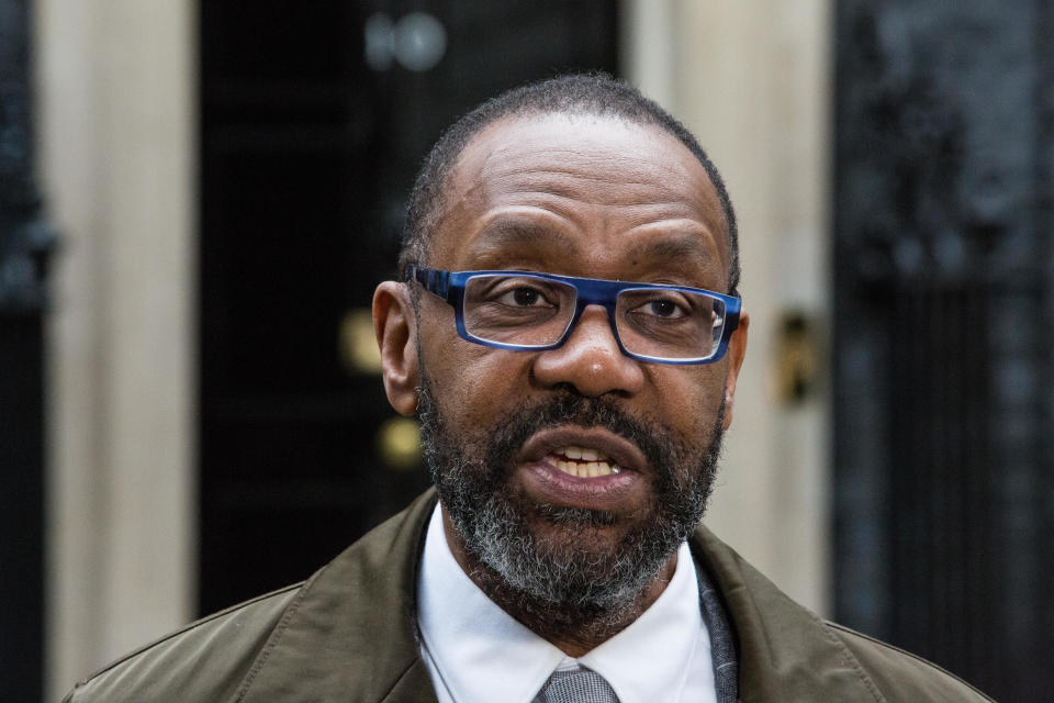 London, UK. 6th November, 2018. Sir Lenny Henry is interviewed before delivering a letter to 10 Downing Street calling for tax breaks to increase the representation of women, BAME and disabled people working behind the camera in the film and television industry with Adrian Lester OBE, Meera Syal CBE,  Ade Adepitan, Nadine ME and Marcus Ryder. Credit: Mark Kerrison/Alamy Live News