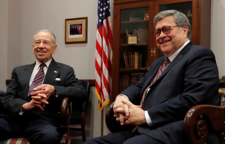 U.S. Senator Charles Grassley (R-IA) meets with U.S. Attorney General nominee William Barr on Capitol Hill in Washington, U.S., January 9, 2019. REUTERS/Jim Young