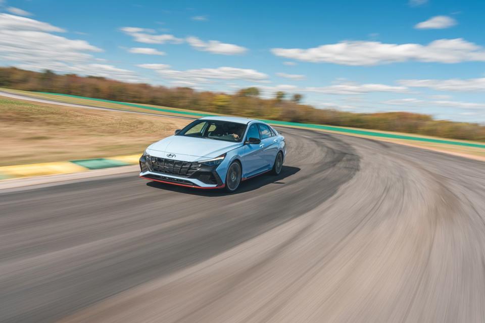 <p>The Hyundai Elantra N did well at VIR, but it would have done better with extra tires, which we didn't have.</p>