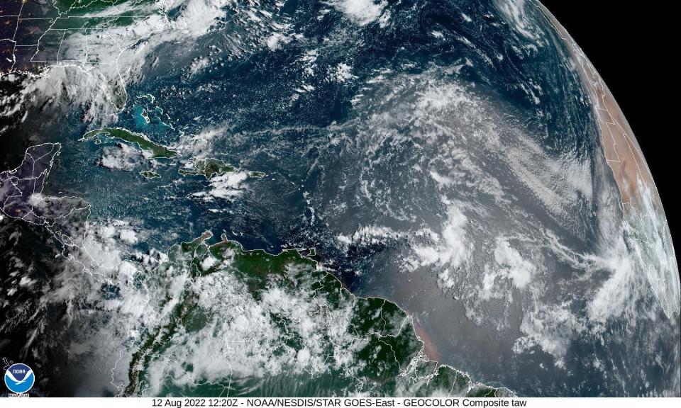 This satellite image shows a low-pressure trough developing over the north-central Gulf of Mexico west of Florida.