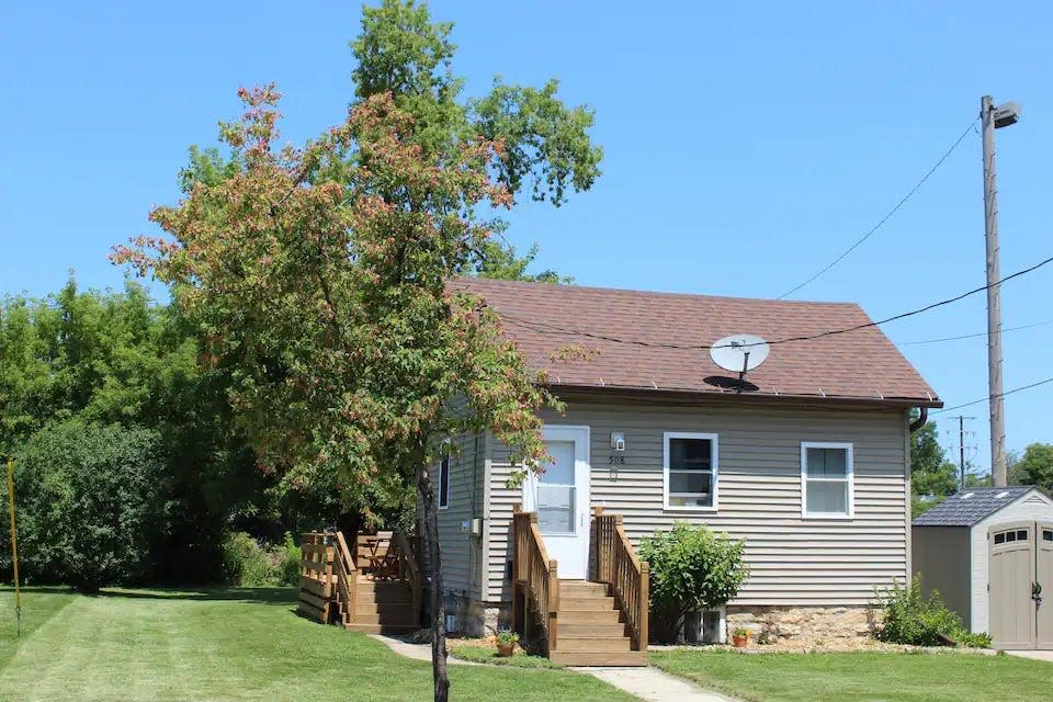 An exterior shot of an Appleton Airbnb nicknamed "The Wanderers' Bungalow."