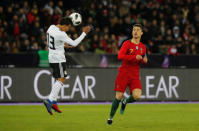 Soccer Football - International Friendly - Portugal vs Egypt - Letzigrund, Zurich, Switzerland - March 23, 2018 Egypt’s Mohamed Abdel-Shafy in action with Portugal's Cristiano Ronaldo REUTERS/Arnd Wiegmann