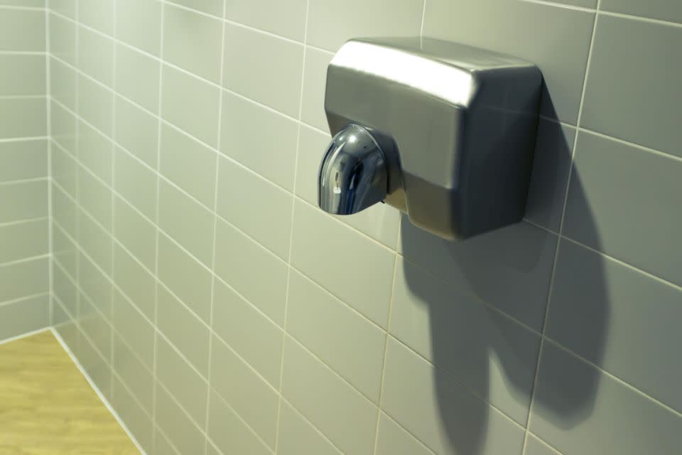 Never use the bathroom hand dryers. Photo: Getty