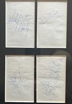 Among the Winter Dance Party memorabilia in Mark Steuer's collection is what he calls the "Holy Grail of autographs," signatures from Buddy Holly, Ritchie Valens, J.P. Richardson ("The Big Bopper") and Frankie Sardo on the night all four played the Riverside Ballroom on Feb. 1, 1959.
