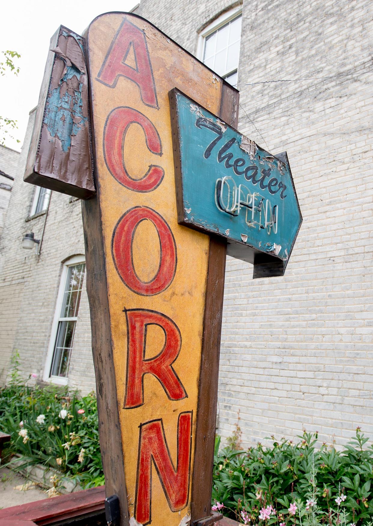 The exterior of and a sign for The Acorn is shown Friday, June 5, 2014, in Three Oaks.