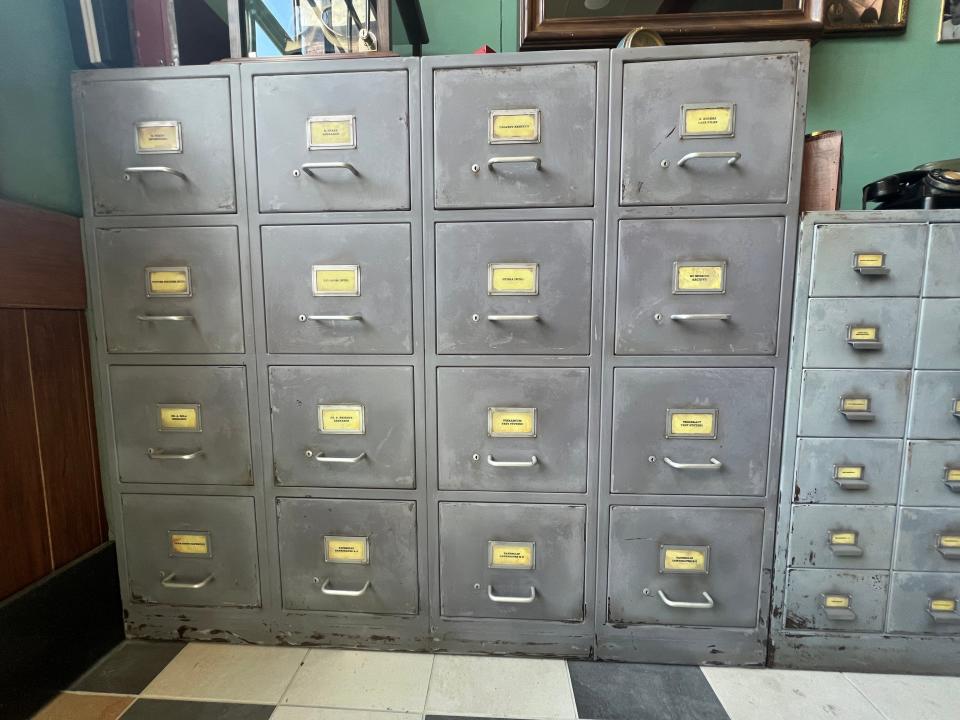 Peggy Carter filing cabinets in Avengers Campus at Disneyland Paris