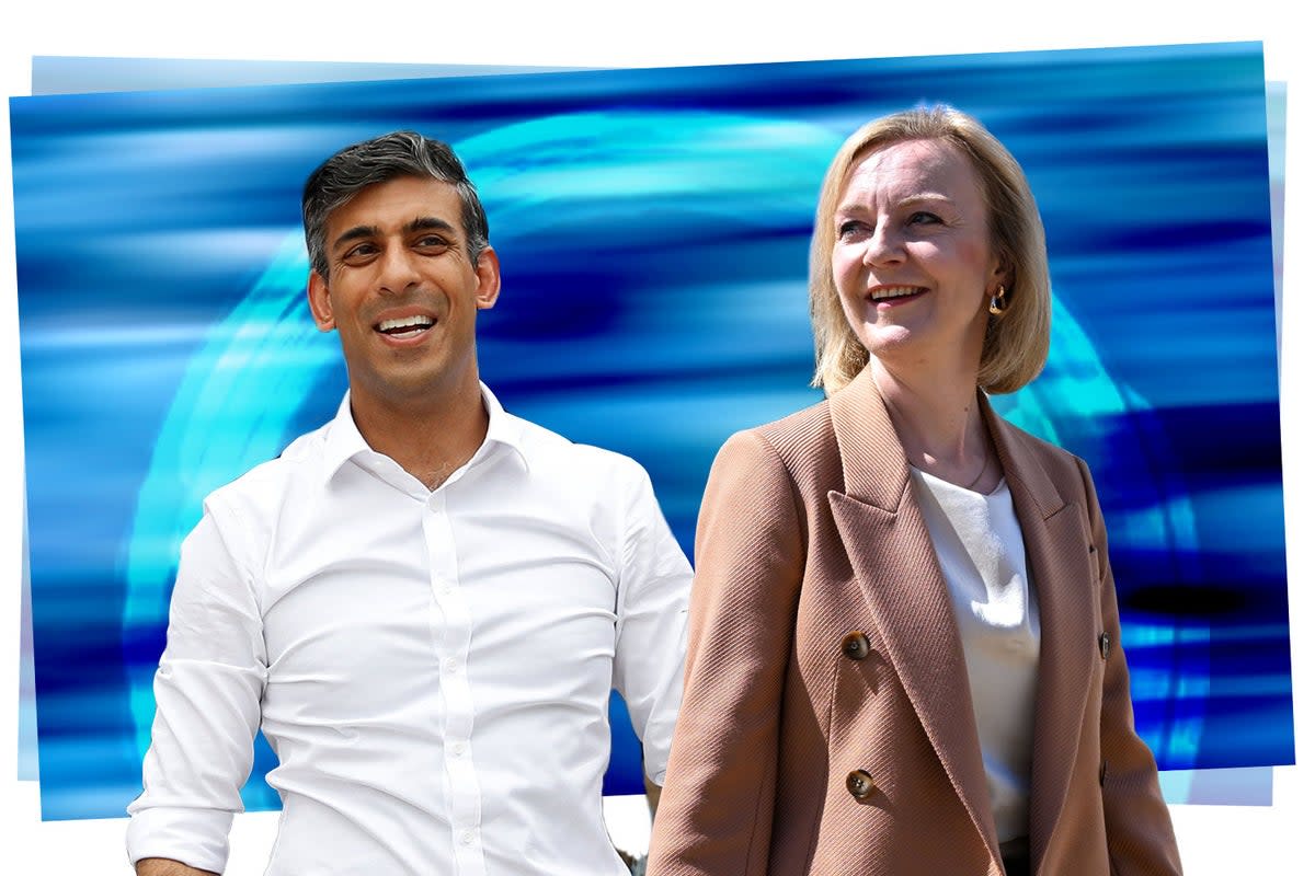 A war of words broke out between Rishi Sunak and Liz Truss  (ES Composite)