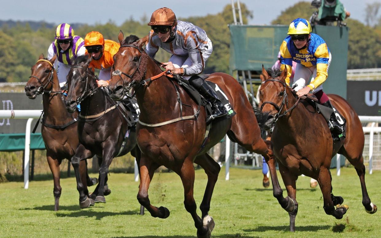 Summerghand ridden by Daniel Tudhope wins the Unibet Stewards' Cup during day five of the Goodwood Festival at Goodwood Racecourse, Chichester. - PA