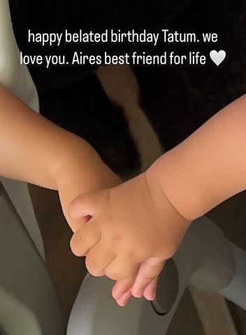 <p>Kylie Jenner /Instagram</p> Kylie Jenner shares photo of Tatum and Aire holding hands