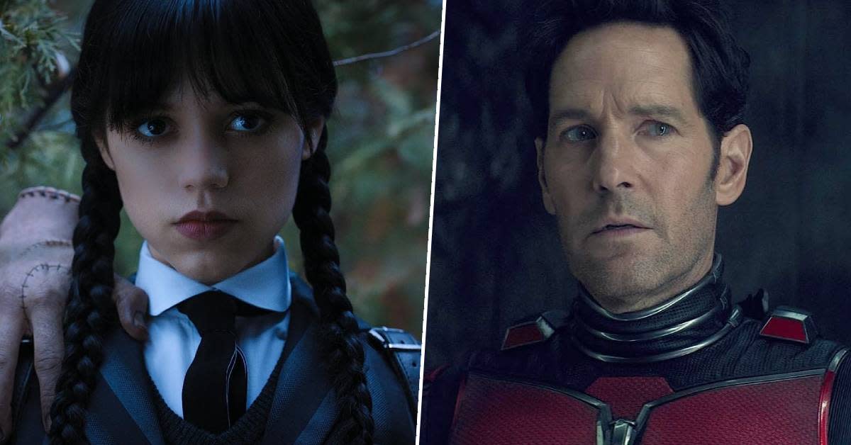  Jenna Ortega as Wednesday Addams in Wednesday/Paul Rudd as Scott Lang in Ant-Man and the Wasp: Quantumania 