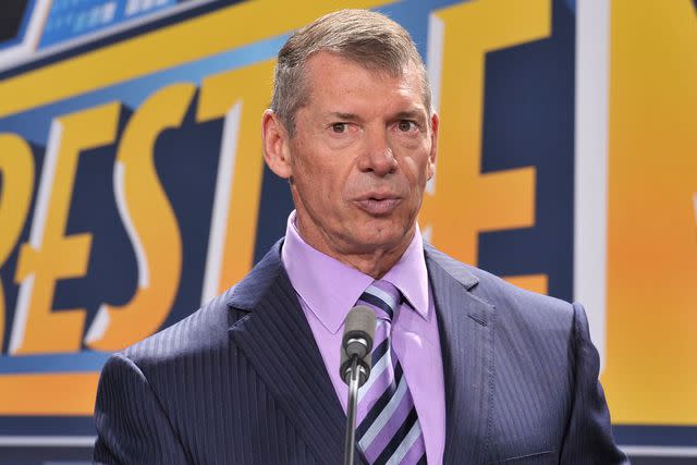 <p>Michael N. Todaro/Getty</p> Vince McMahon at a WWE Wrestlemania 29 press conference