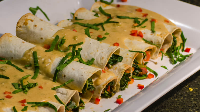 Vegan enchiladas with spinach