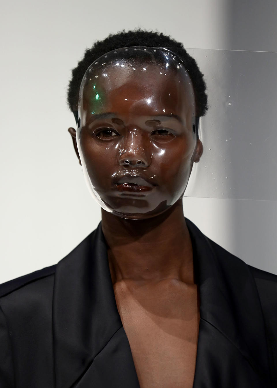 Chalayan's latest collection at London Fashion Week was actually quite conservative, but these clear masks were giving us <a href="http://78.media.tumblr.com/e1c6ba3c6451687c90c3e02f7e79aefc/tumblr_inline_n1mgidRGDb1s812vv.jpg" target="_blank">creepy "Pretty Little Liars" vibes</a>.&nbsp;