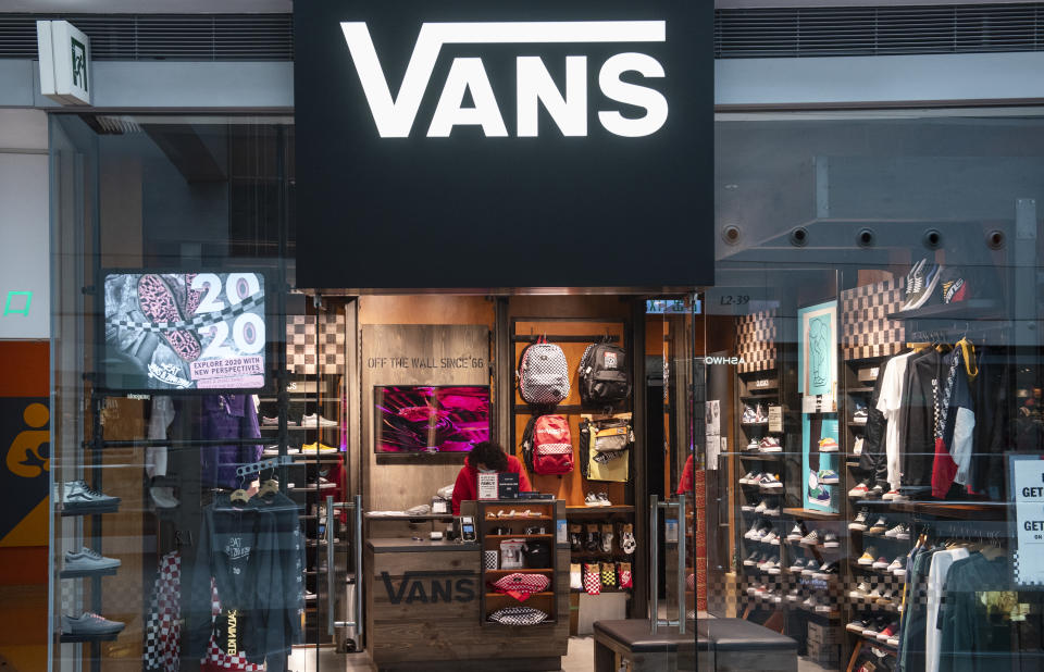 HONG KONG, CHINA - FEBRUARY 14, 2020: American manufacturer of skateboarding shoes Vans store seen in Hong Kong.- PHOTOGRAPH BY Chukrut Budrul / Echoes Wire/ Barcroft Media (Photo credit should read Chukrut Budrul / Echoes Wire/Barcroft Media via Getty Images)