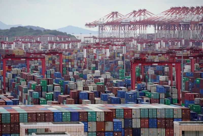 FILE PHOTO: Containers are seen at the Yangshan Deep-Water Port in Shanghai