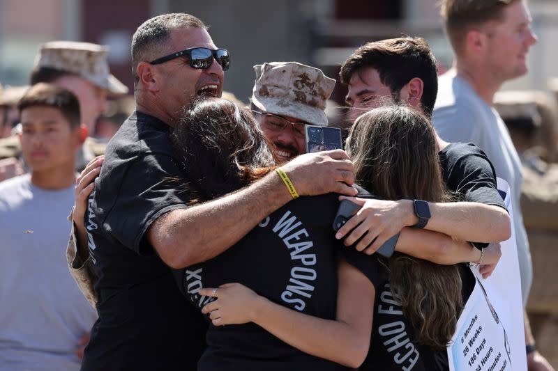 Marines who had been deployed to Afghanistan return to U.S. Marine Base Camp Pendleton in Oceanside