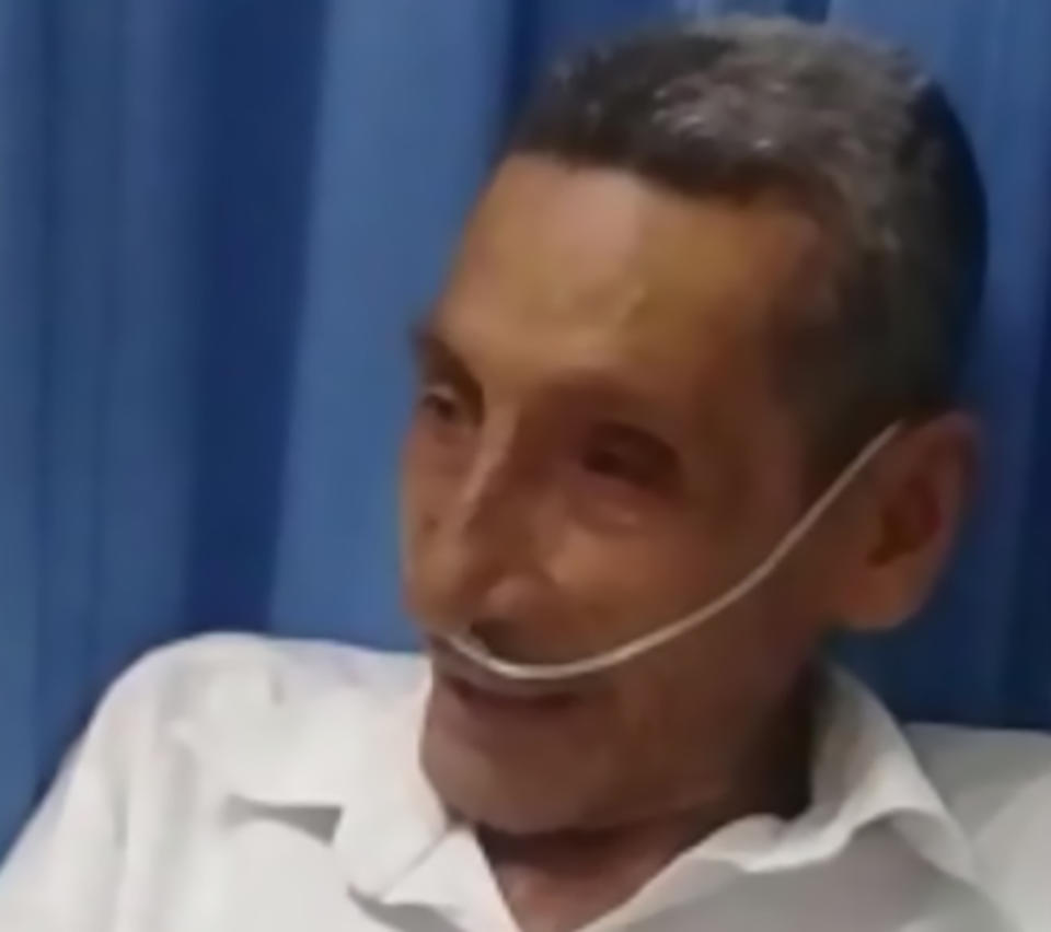 Pictured is Candelario Gutierrez Hernandez, who was hospitalised in a Barranquilla clinic, in Colombia, with breathing problems. Source: Australscope