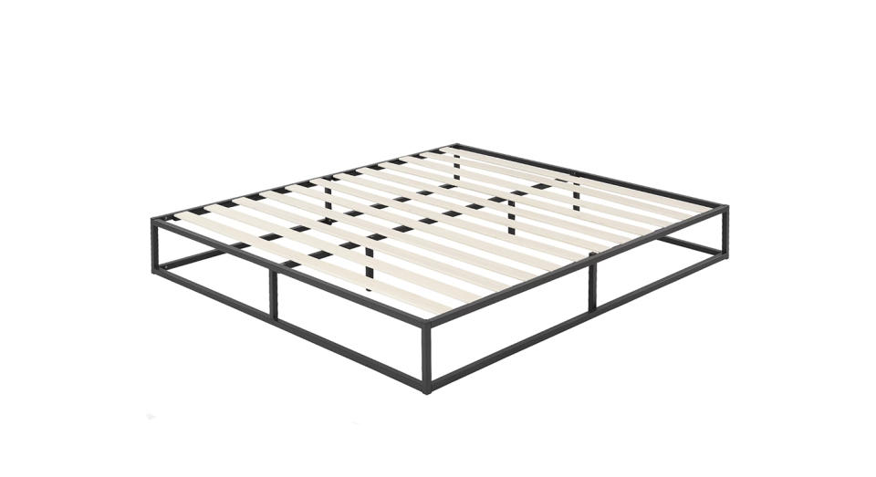 This metal bed is easy to assemble and very sturdy. 