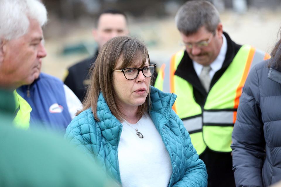 Megan Hoskins, assistant director of New Hampshire Homeland Security and Emergency Management, visits storm damage sites in the Seacoast area Friday, Feb. 2, 2024.