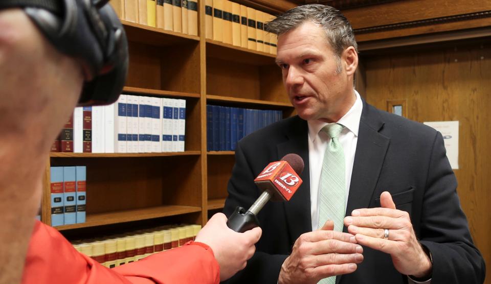 Former Kansas Secretary of State Kris Kobach, who led Trump's voter fraud commission, talked to the House Oversight Committee about the 2020 census. (Photo: John Hanna/ASSOCIATED PRESS)