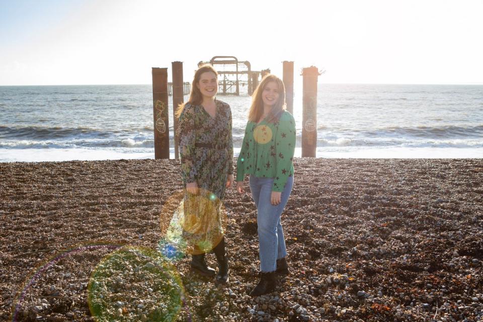 Housemates Rebecca Culleton and Gaby Levine on the beach near their new home in Brighton (Adrian Lourie)