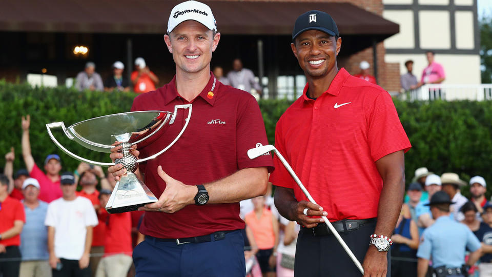 Justin Rose and Tiger Woods. (Photo by Kevin C. Cox/Getty Images)