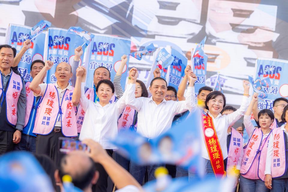 <strong>國民黨總統參選人侯友宜宣布「侯康配」後士氣大振。（圖／中天新聞）</strong>