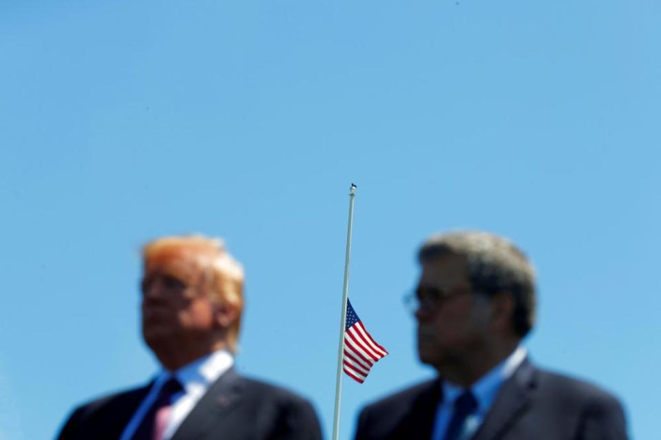 Donald Trump and William Barr on Capitol Hill in Washington DC on 15 May 2019.