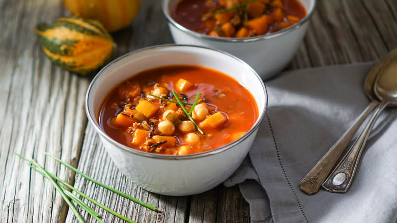 Pumpkin chili in bowls