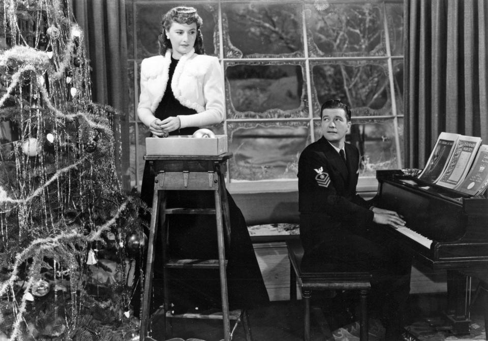 Barbara Stanwyck and Dennis Morgan star as a food writer and a war hero in "Christmas in Connecticut" from 1945