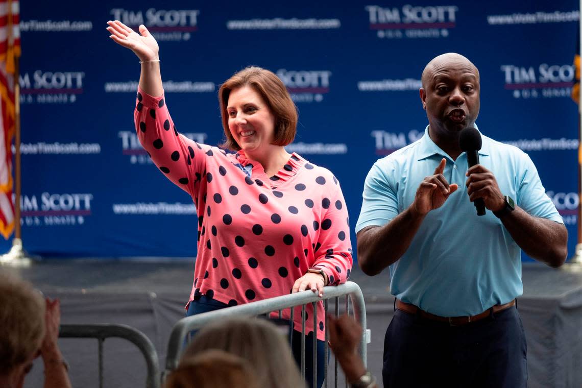 United States Senator Tim Scott, R-S.C., kicked off his re-election campaigned along side S.C. Representative Russell Fry, Surfside Beach and Ellen Weaver, candidate for S.C. Superintendent of Education. Sept. 9, 2022.