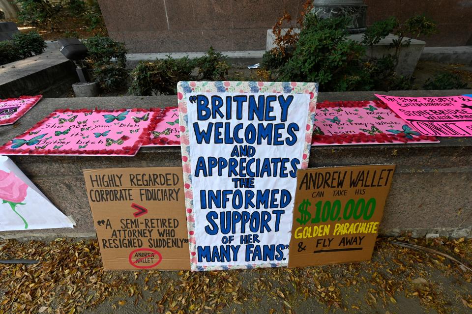 Banners from the Free Britney protest in SeptemberGetty Images