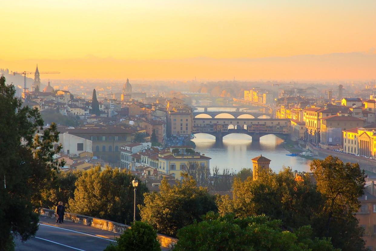 A misty sunrise over florence, italy