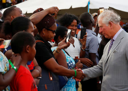 Britain's Prince Charles greets the crowd during an official welcome ceremony and parade during a visit to St Lucia, March 17, 2019. REUTERS/Phil Noble/Pool