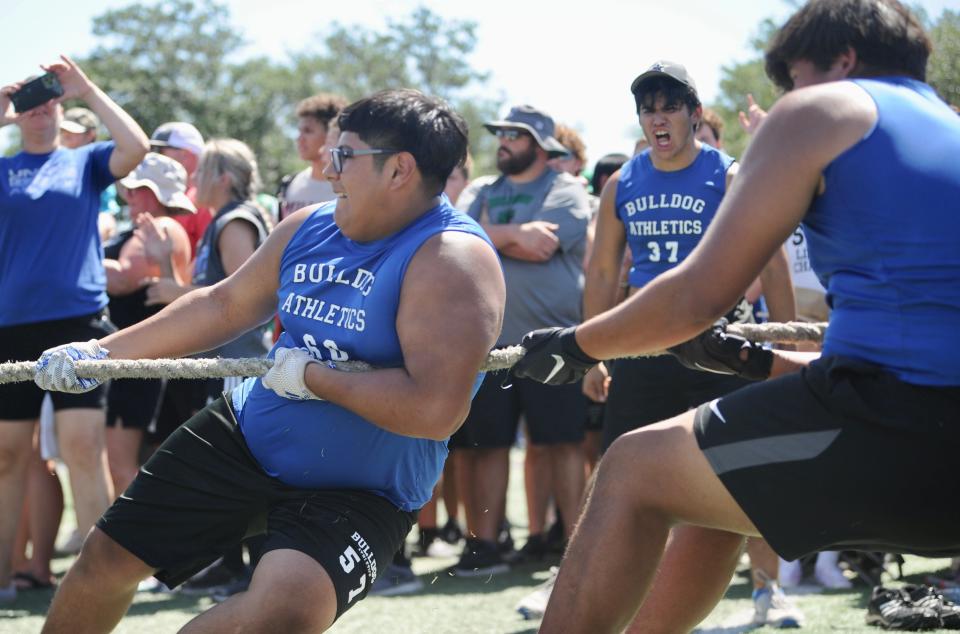 Stamford competes in tug-of-war at the State Lineman Challenge at Hardin-Simmons.