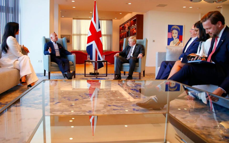 Prime Minister Boris Johnson meets with Amazon Executive chairman, Jeff Bezos - Michael M. Santiago /PA 