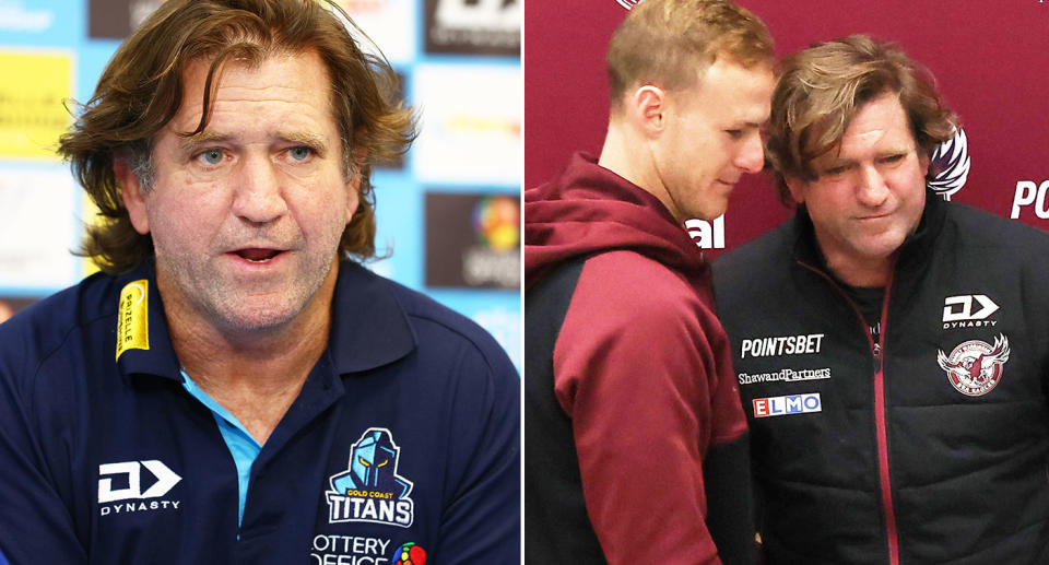 Titans coach Des Hasler comes up against his former club Manly in the NRL on Saturday amid a legal dispute with the Sea Eagles. Pic: Getty