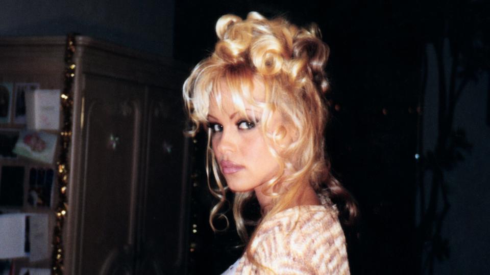 Pamela Anderson with her hair up